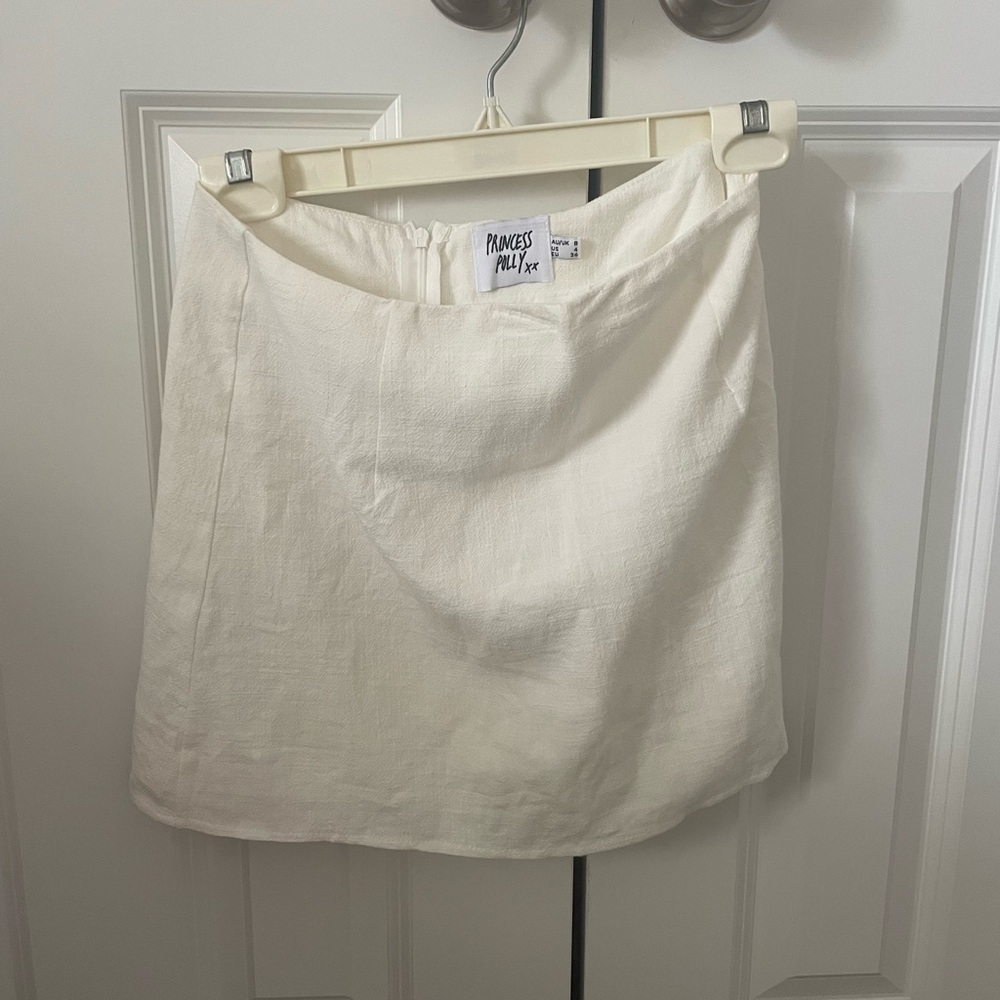 Princess Polly White Linen Mini Skirt